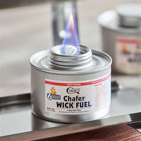 This item Lot45 6 Hour Cooking Fuel Wick Chafing Dish Fuel Cans for Food, Burners for Chafing Dishes, 6-Pack and Free Lid Opener 17. . 6 hour chafing fuel